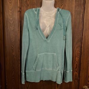 Aerie hooded V neck sweatshirt faded style